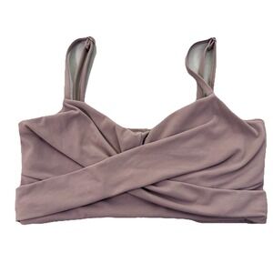 Buff Bunny Women's Medium Taupe Candy Wrap Caged Back Sports Bra Stretch